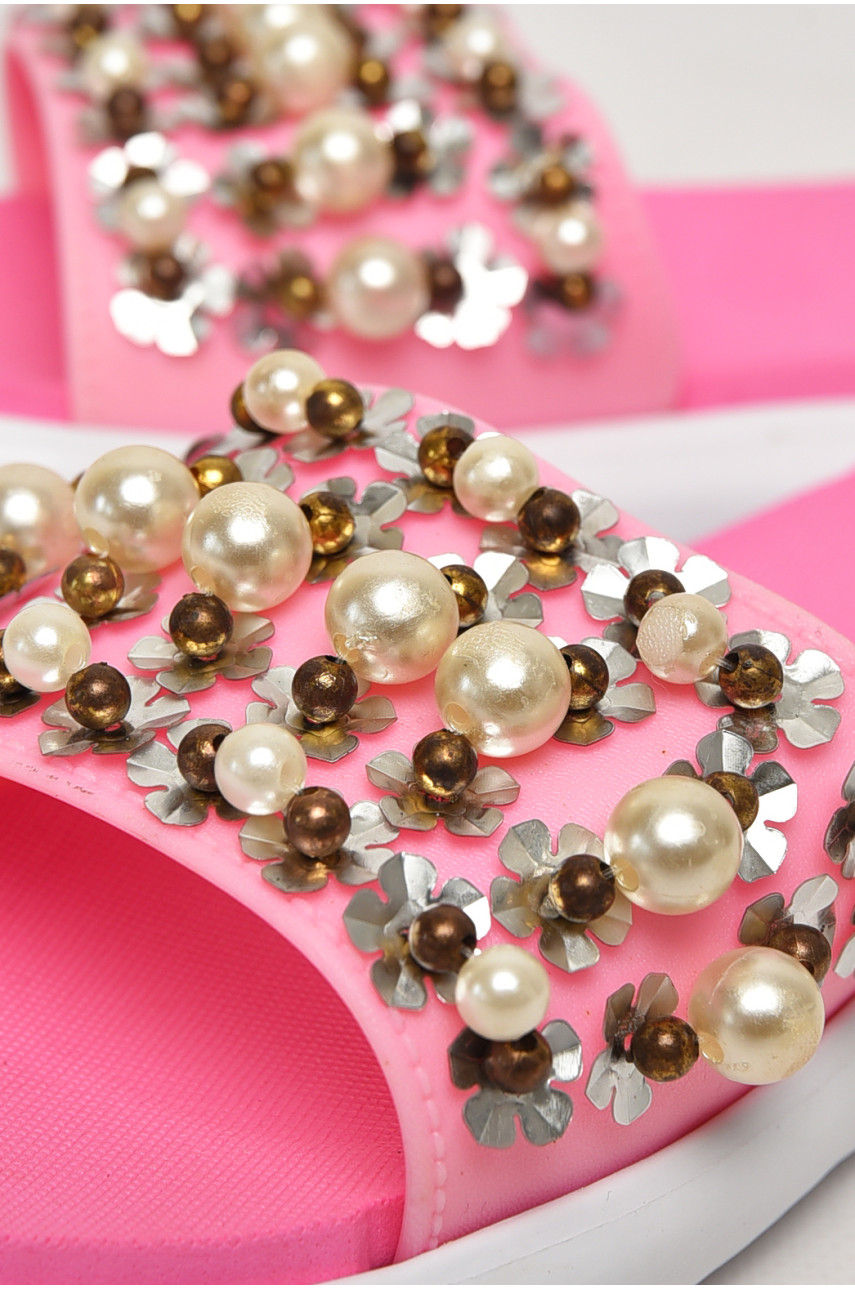 Шлепки женские розового цвета с бусинками 8459-1 212918