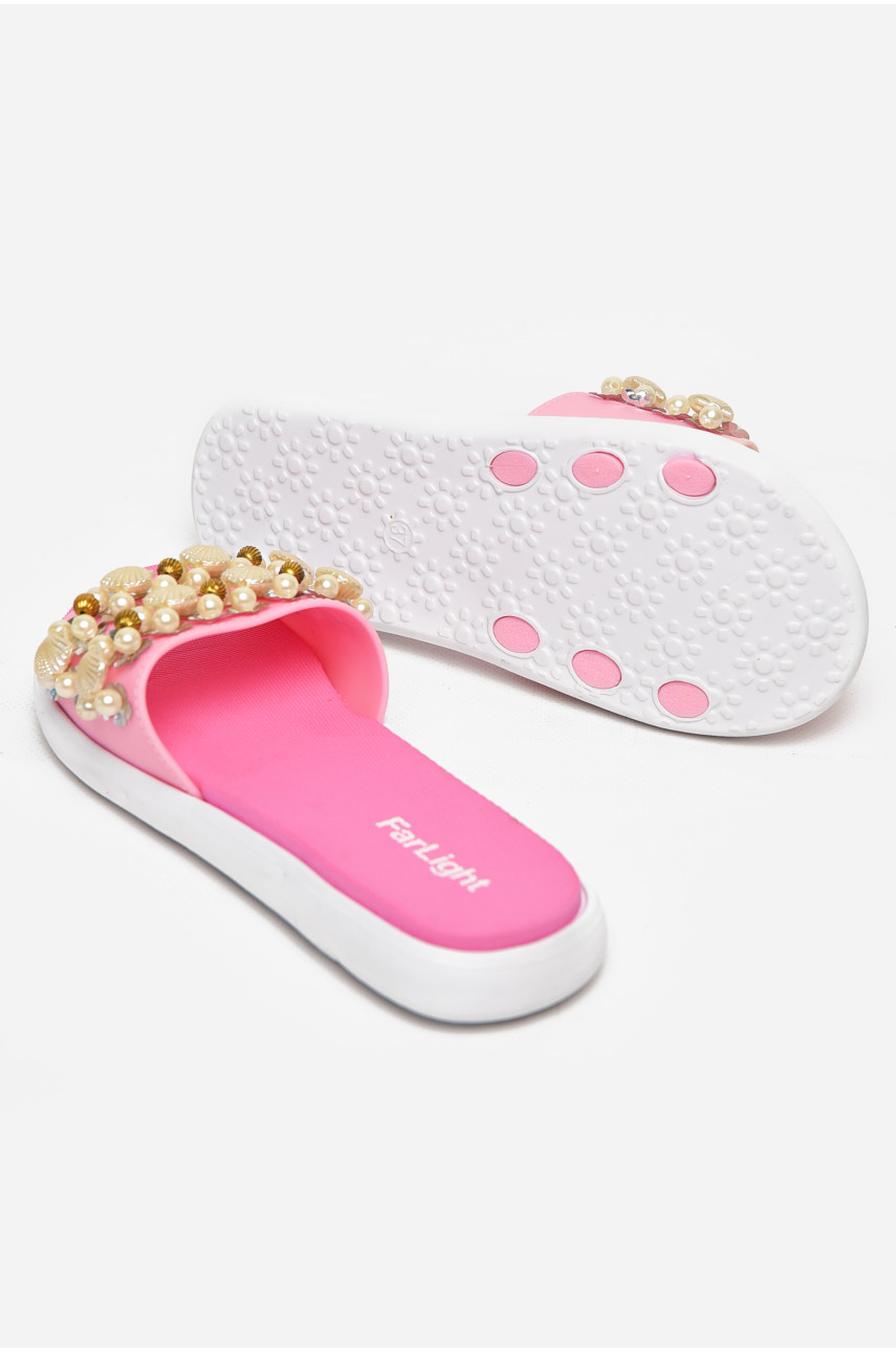 Шлепки женские розового цвета с ракушками 8459-3 212919