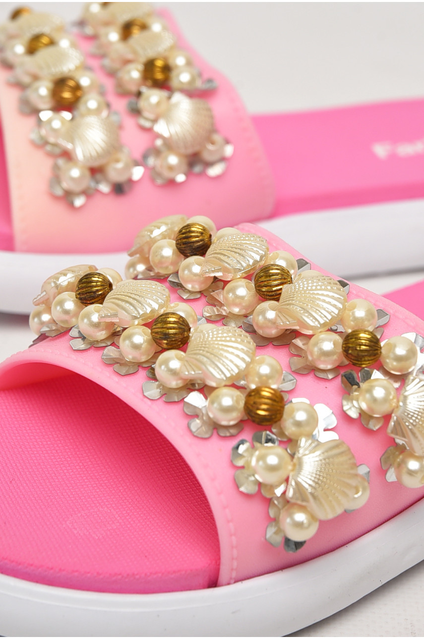 Шлепки женские розового цвета с ракушками 8459-3 212919