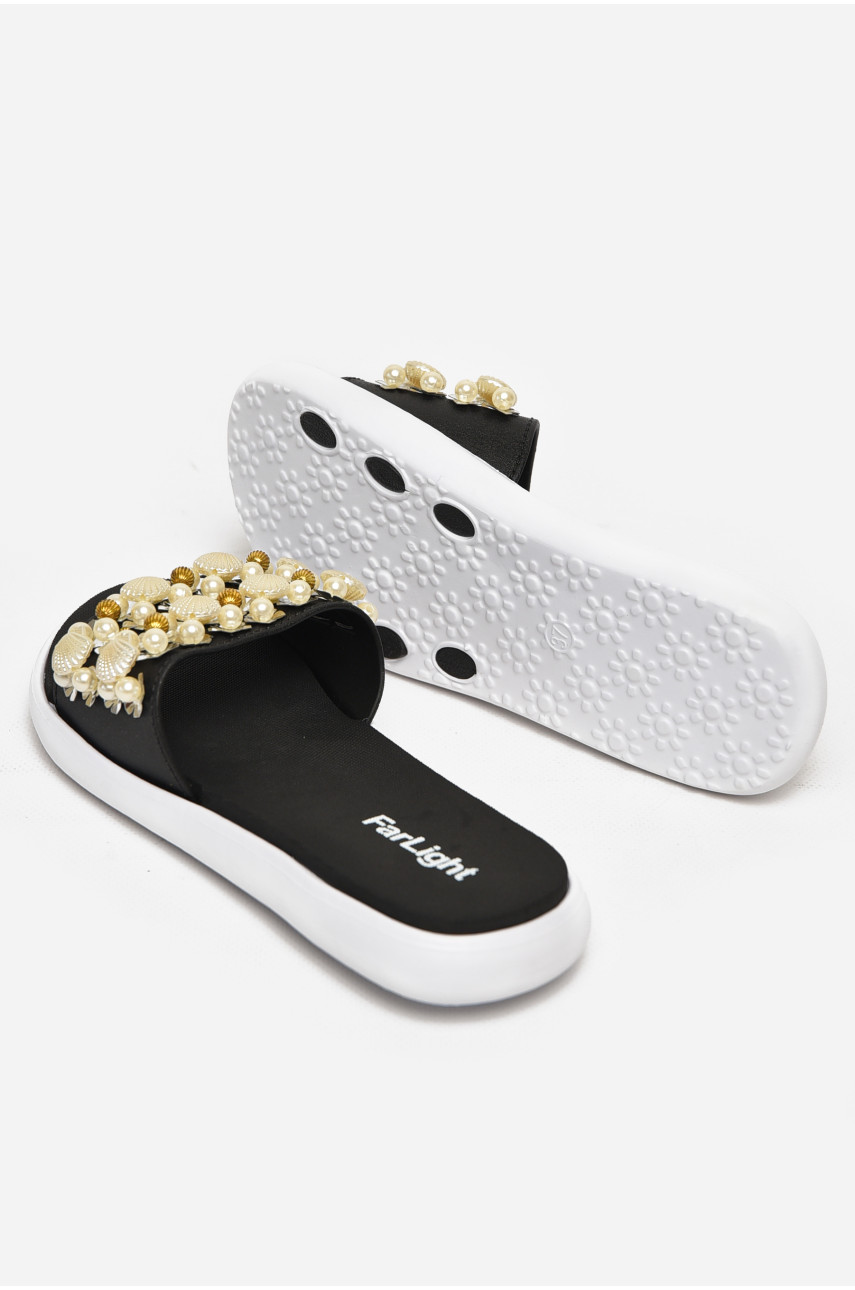 Шльопанці жіночі чорного кольору з ракушками 8459-3 212920