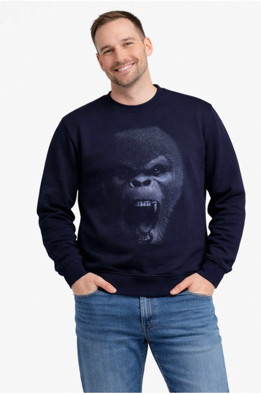 Свитшот мужской тёмно-синего цвета с принтом 212940