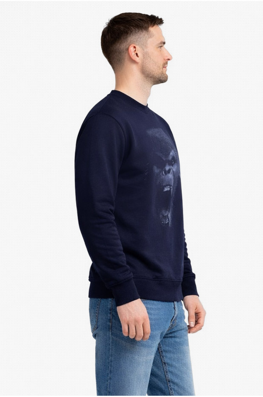 Свитшот мужской тёмно-синего цвета с принтом 212940
