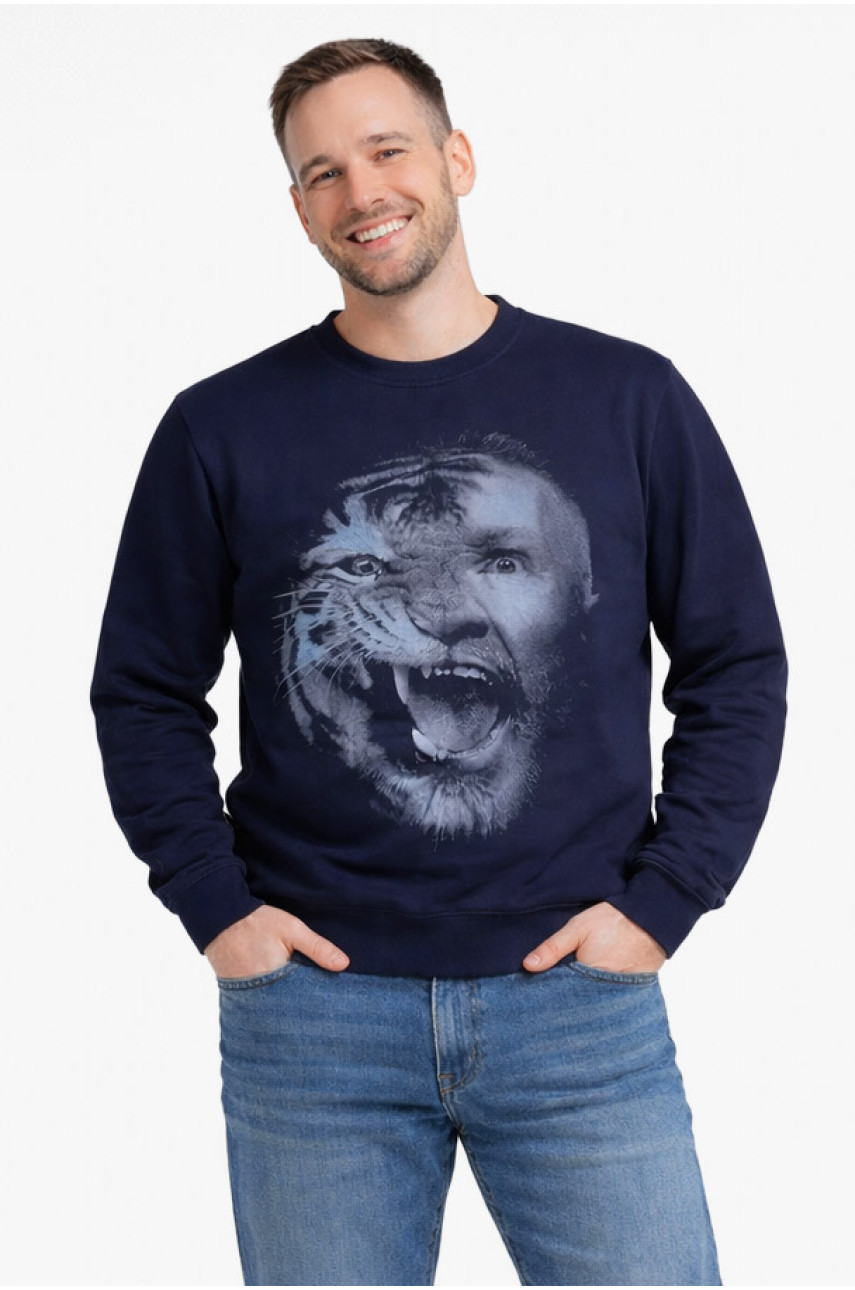 Свитшот мужской тёмно-синего цвета с принтом 212942