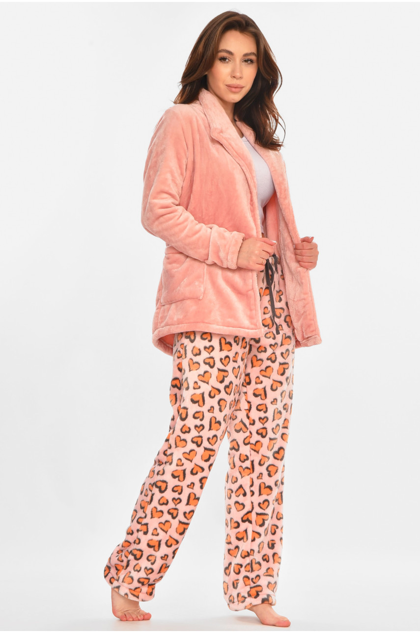 Костюм домашний тройка махровый розового цвета 212947