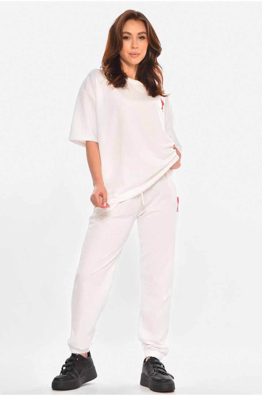 Спортивный костюм женский белого цвета 212950