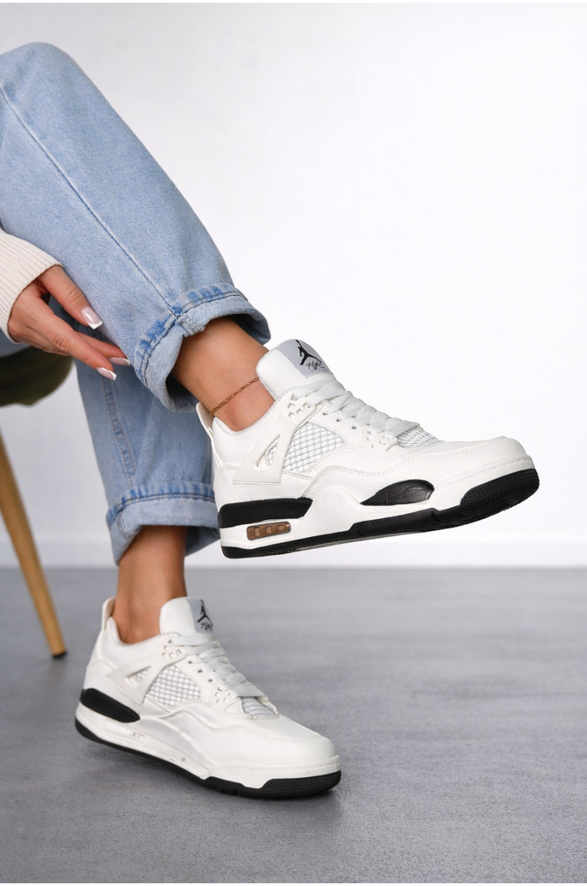 Кросівки жіночі білого кольору з чорною вставкою 192-3 212985