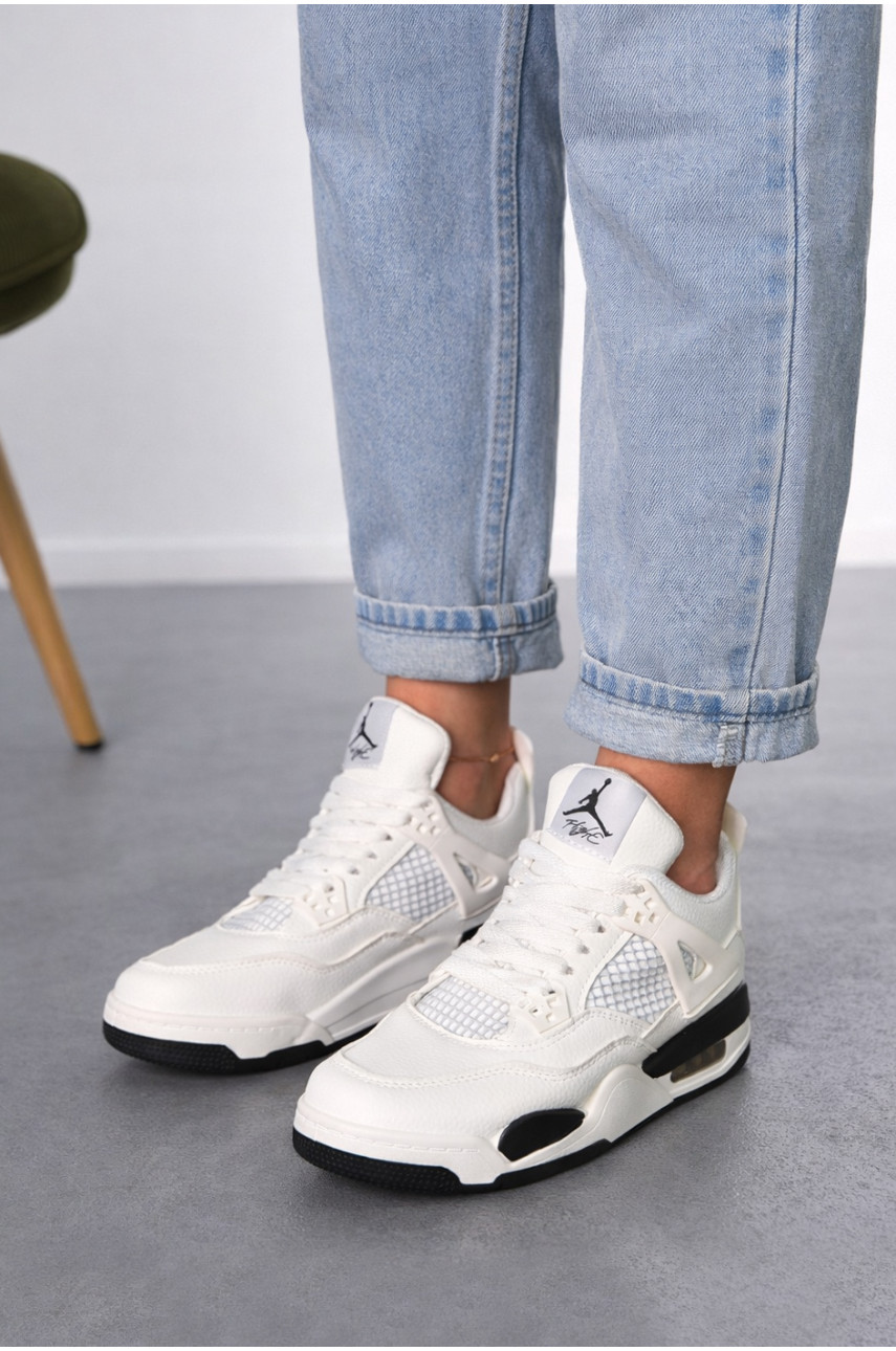 Кросівки жіночі білого кольору з чорною вставкою 192-3 212985