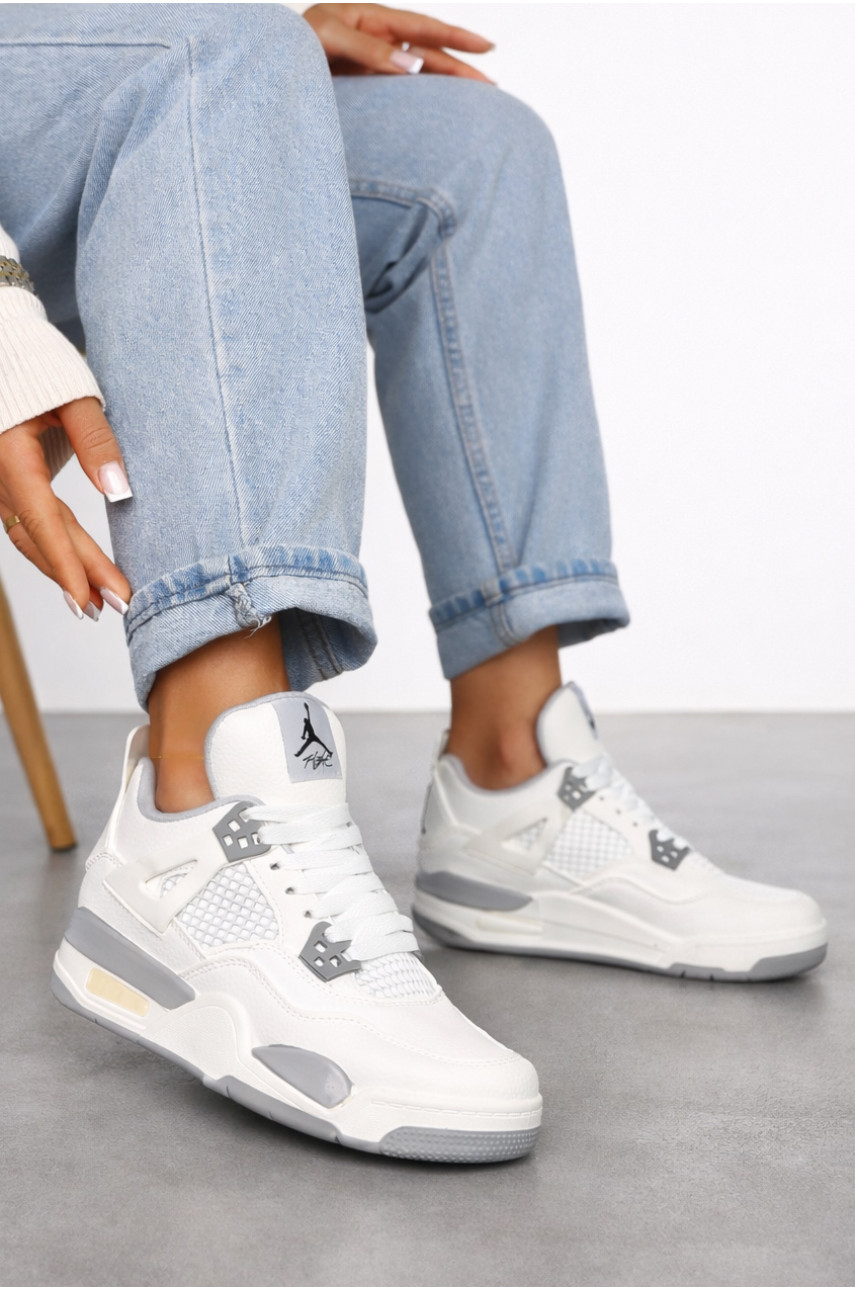 Кросівки жіночі білого кольору з сірою вставкою 192-5 212986