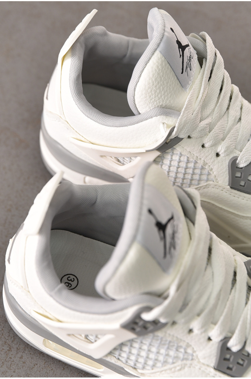 Кросівки жіночі білого кольору з сірою вставкою 192-5 212986