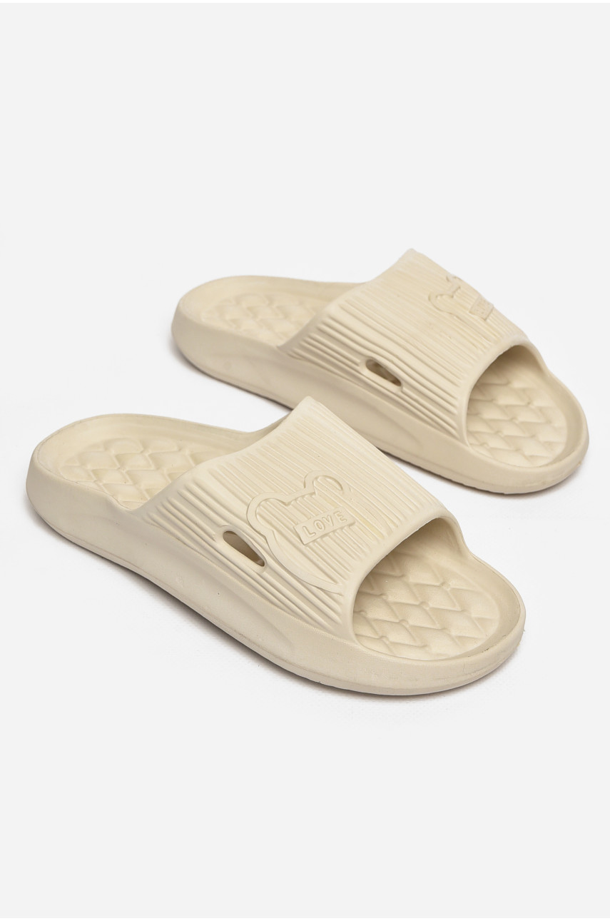 Шлепанцы пена женские молочного цвета Мишка 213013