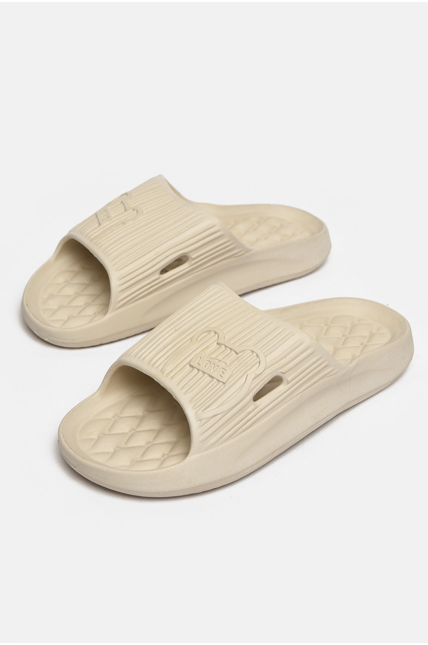 Шлепанцы пена женские молочного цвета Мишка 213013