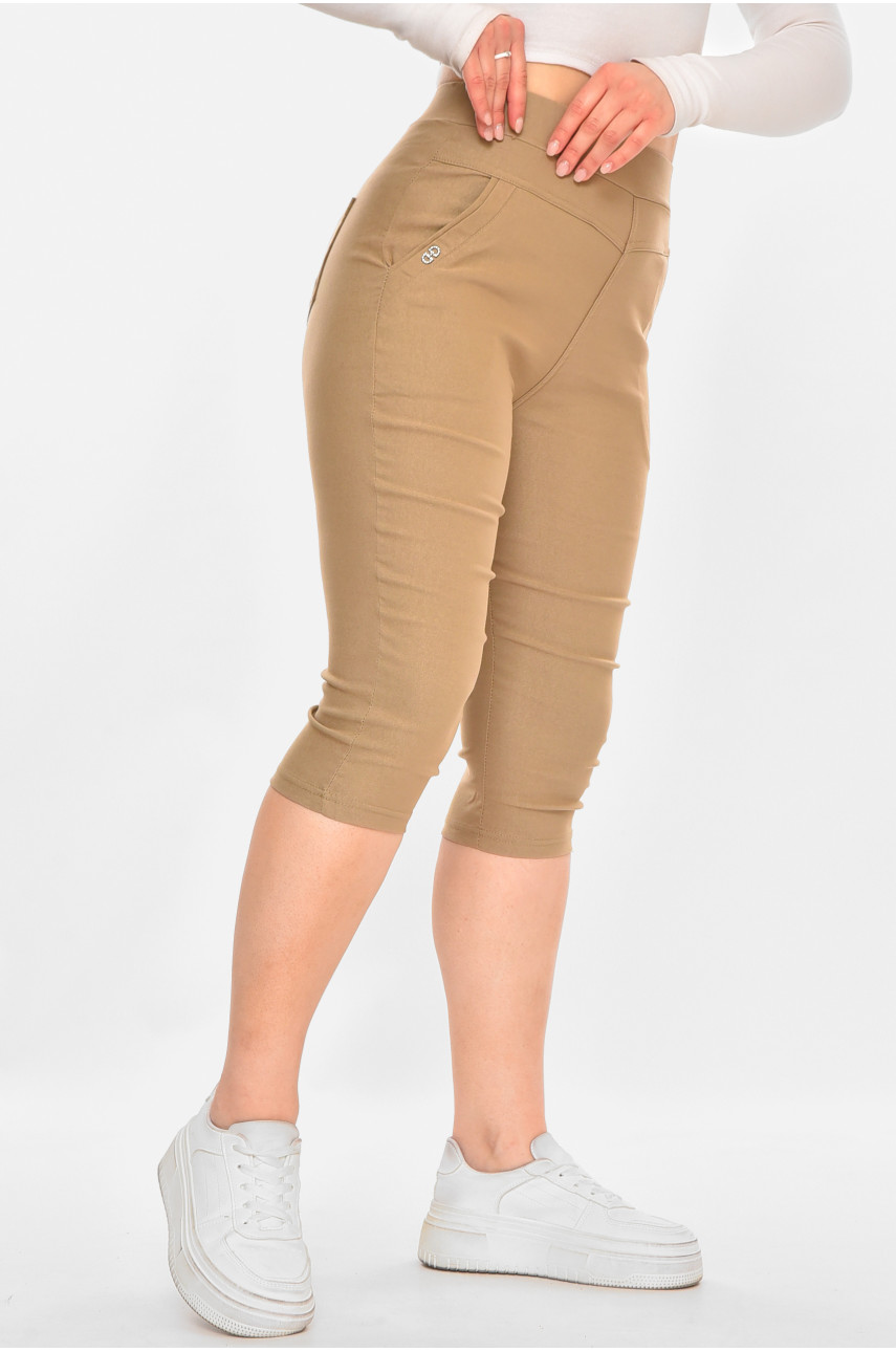 Бриджі жіночі однотонні бежевого кольору 7070 213080