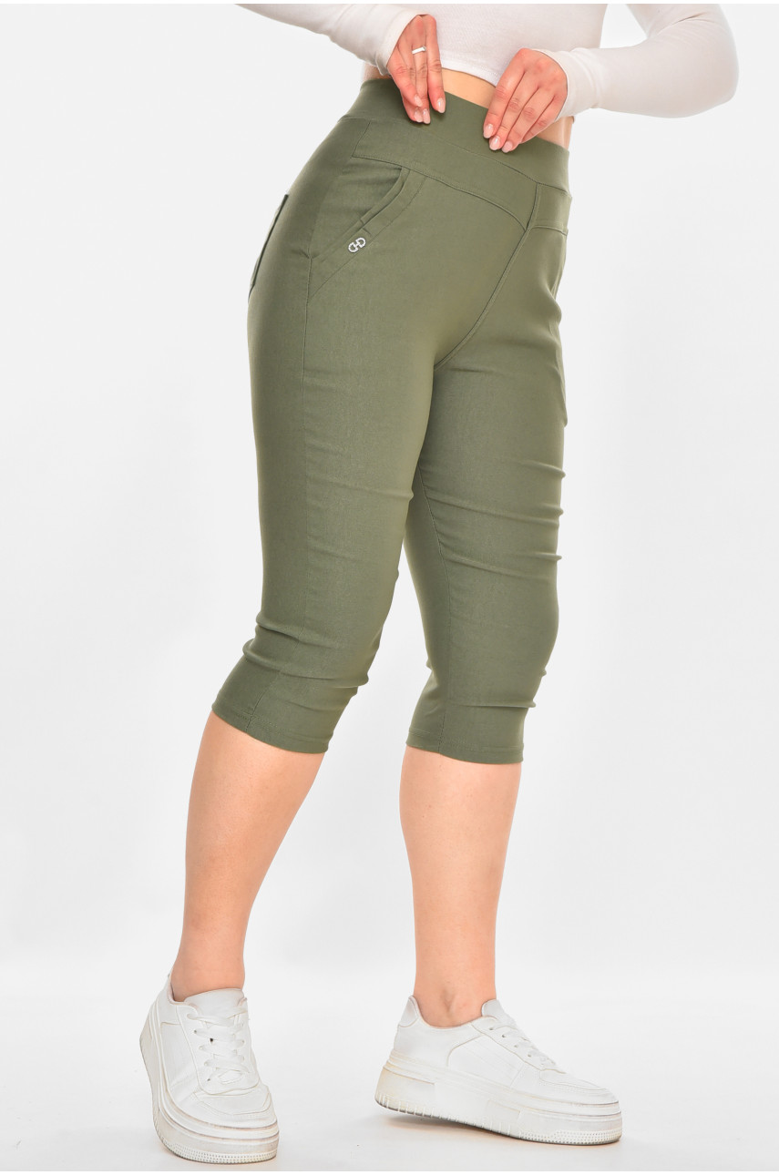 Бриджі жіночі однотонні зеленого кольору 7070 213081