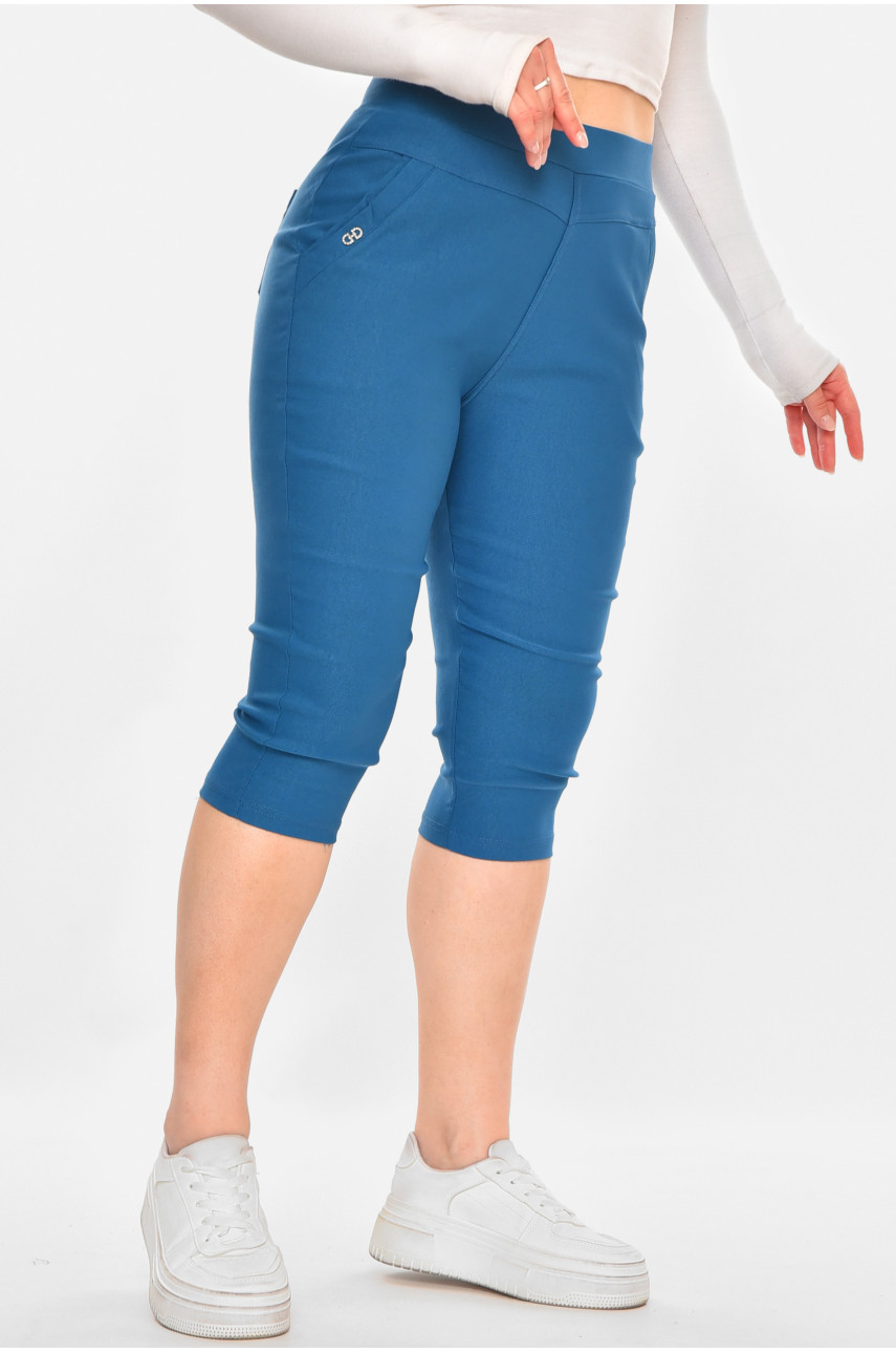 Бриджі жіночі однотонні синього кольору 7070 213082