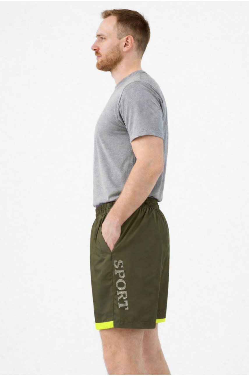 Шорты мужские цвета хаки с принтом 23-27 213098