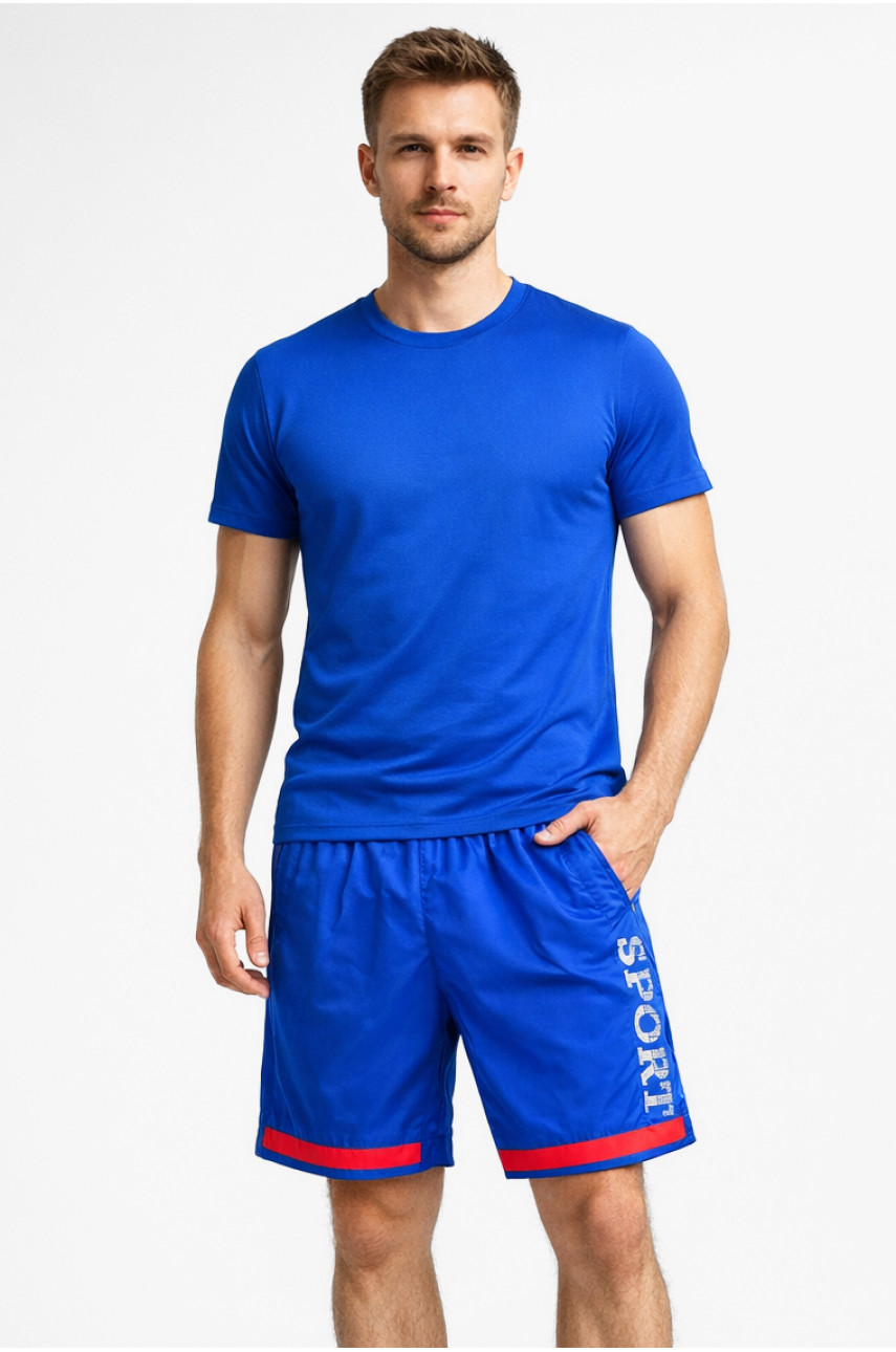 Шорты мужские синего цвета с принтом 23-27 213100