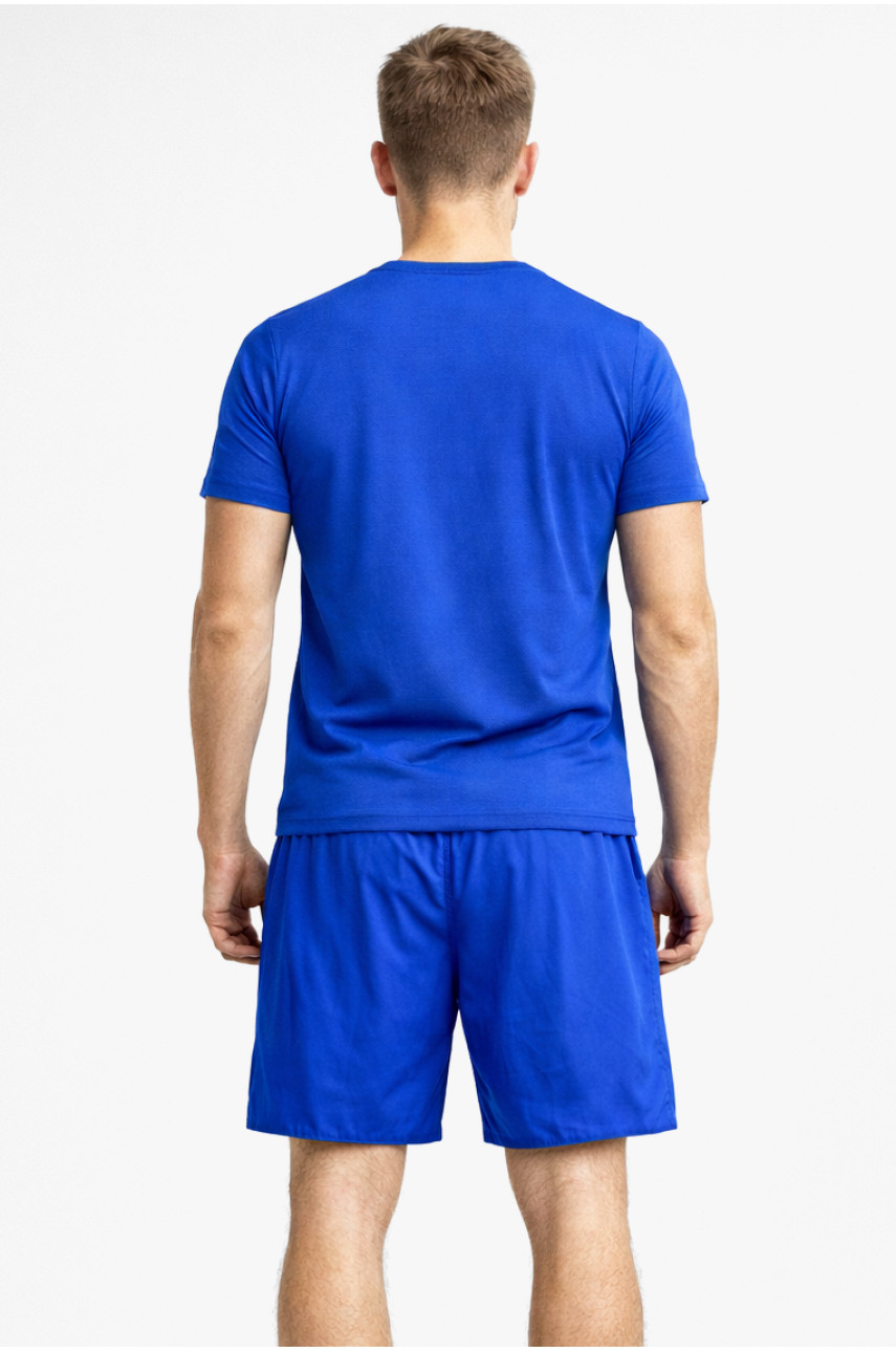 Шорты мужские синего цвета с принтом 23-27 213100