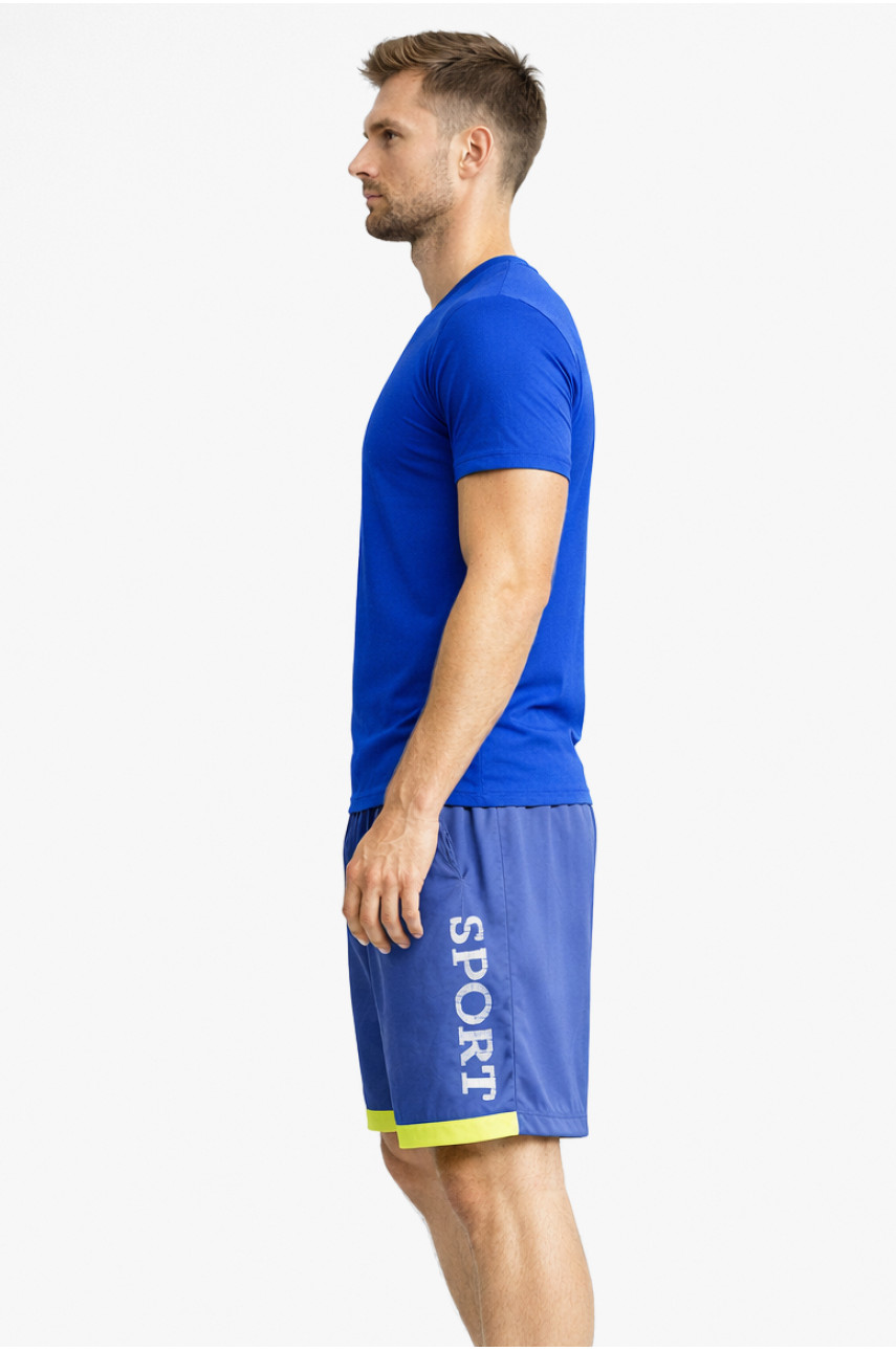 Шорты мужские синего цвета с принтом 23-27 213102