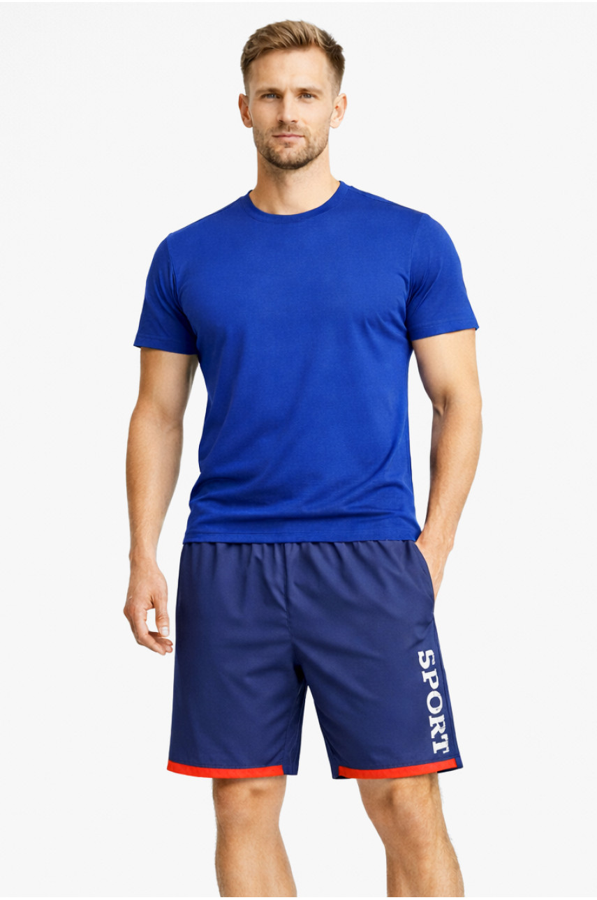 Шорти чоловічі темно-синього кольору з принтом 23-27 213103