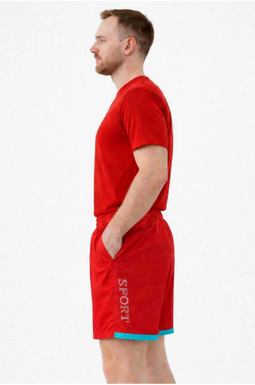 Шорты мужские красного цвета с принтом 23-27 213104