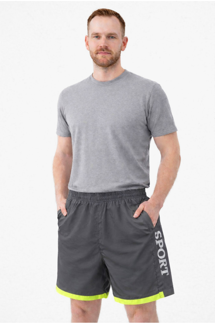 Шорты мужские тёмно-серого цвета с принтом 23-27 213105