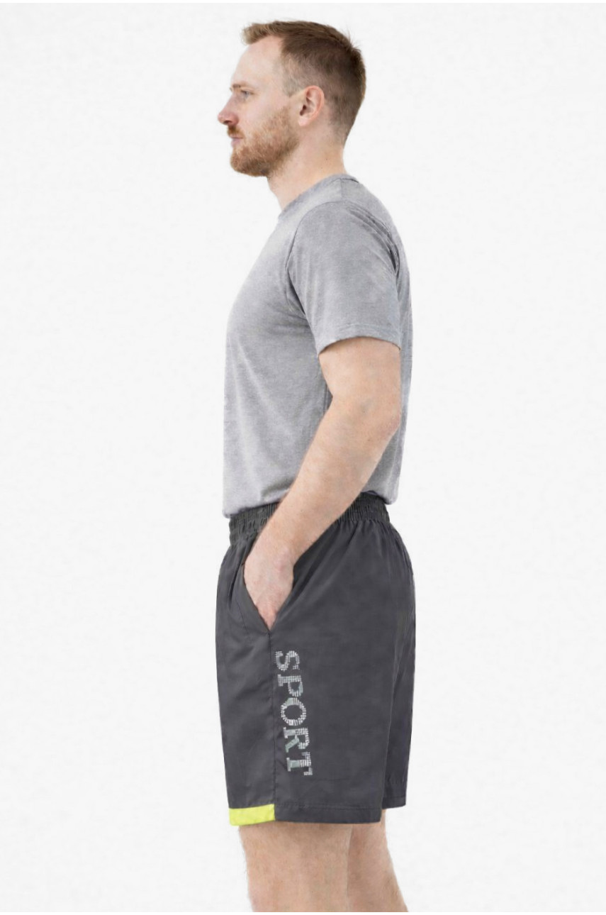 Шорты мужские тёмно-серого цвета с принтом 23-27 213105