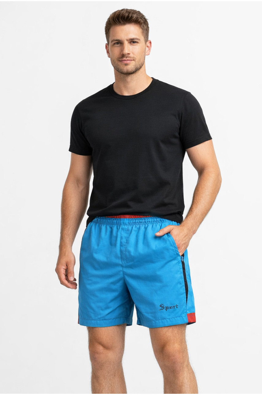 Шорты мужские голубого цвета с принтом 617 213107