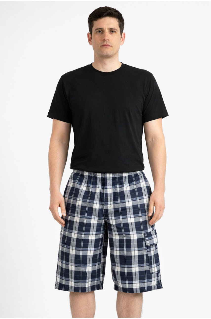 Шорти чоловічі темно-синього кольору з принтом 213109