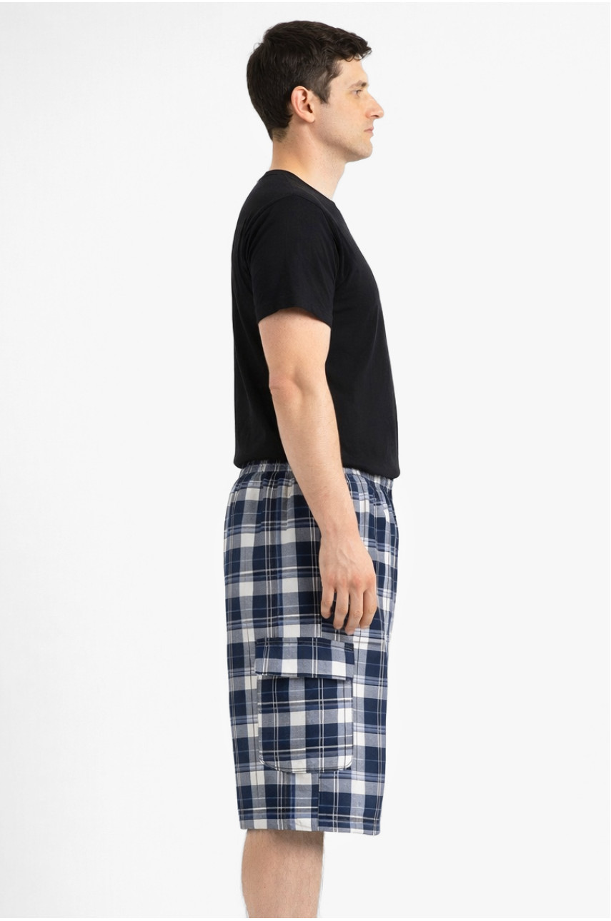 Шорти чоловічі темно-синього кольору з принтом 213109