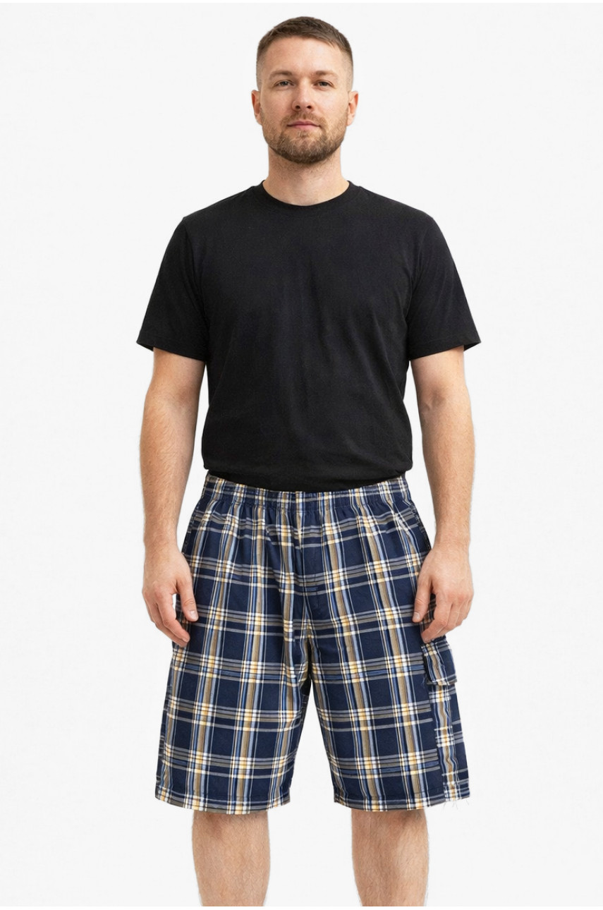 Шорти чоловічі темно-синього кольору з принтом 213113