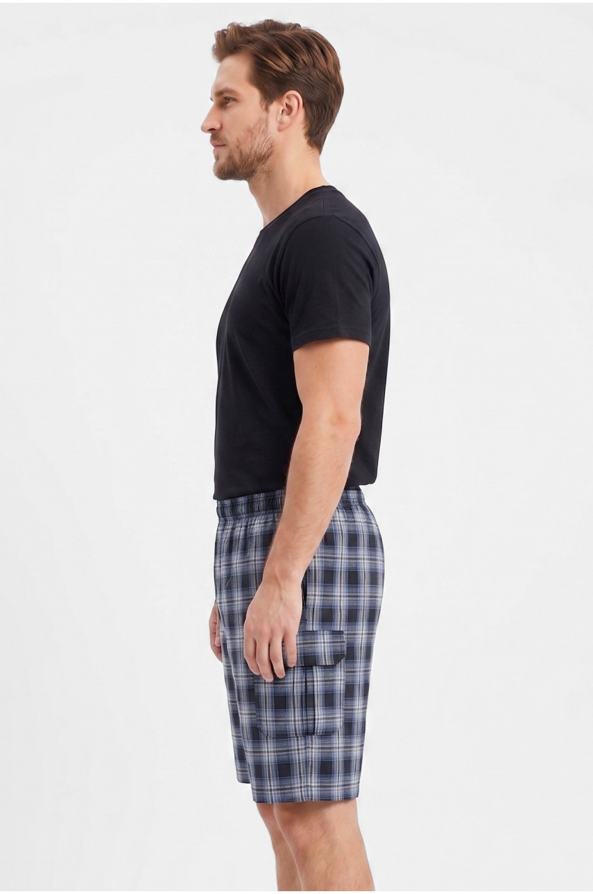 Шорты мужские тёмно-синего цвета с принтом 213116