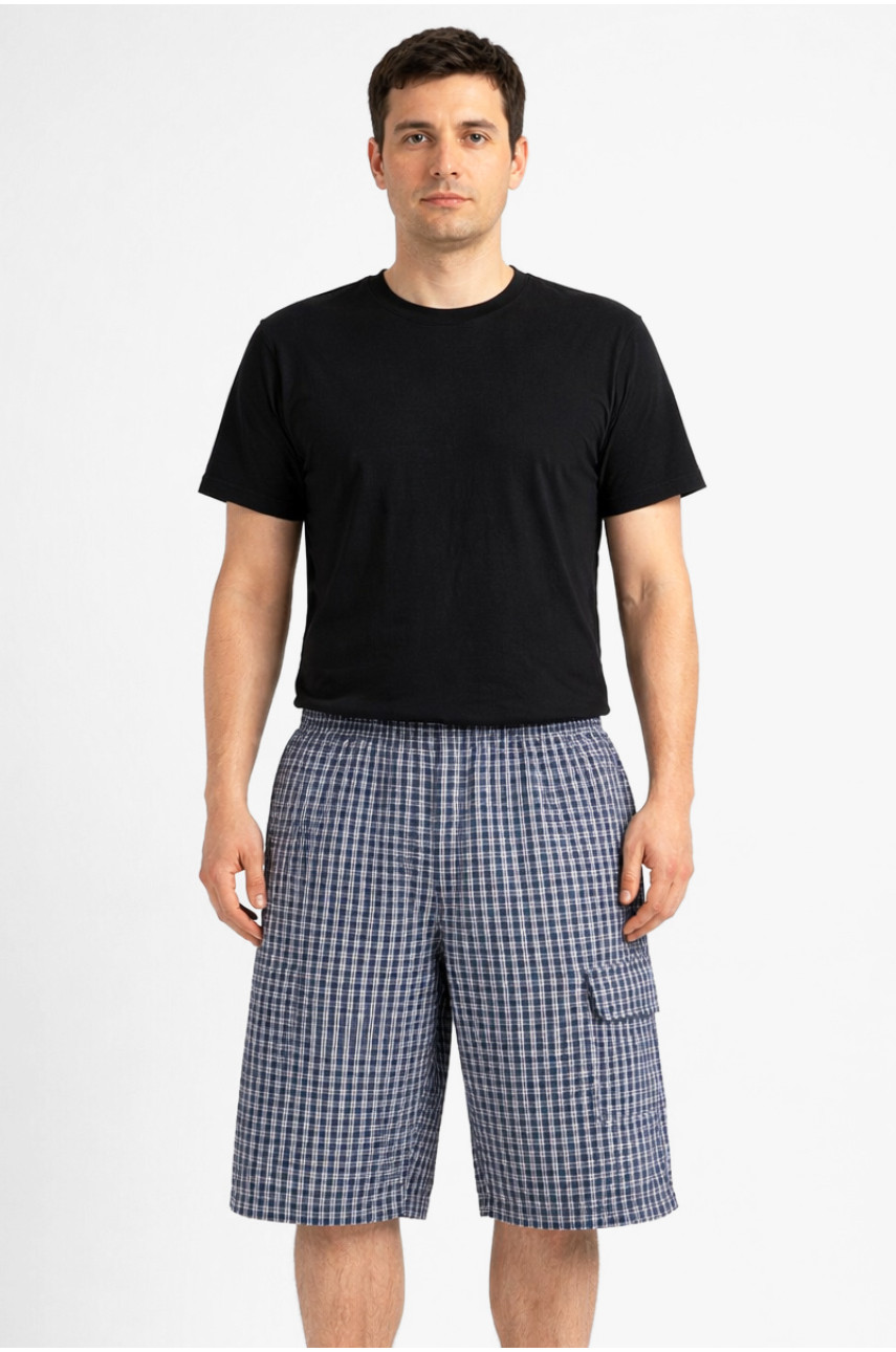 Шорти чоловічі темно-синього кольору з принтом 213118