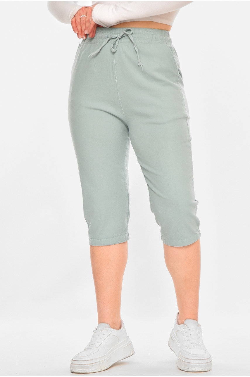 Бриджі жіночі однотонні м'ятного кольору 703 213131