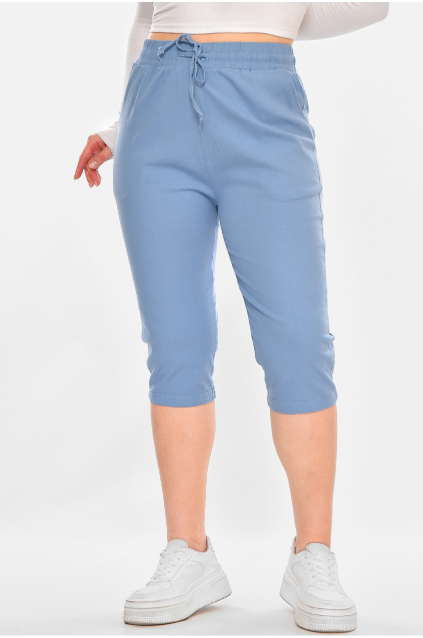 Бриджі жіночі однотонні блакитного кольору 703 213145