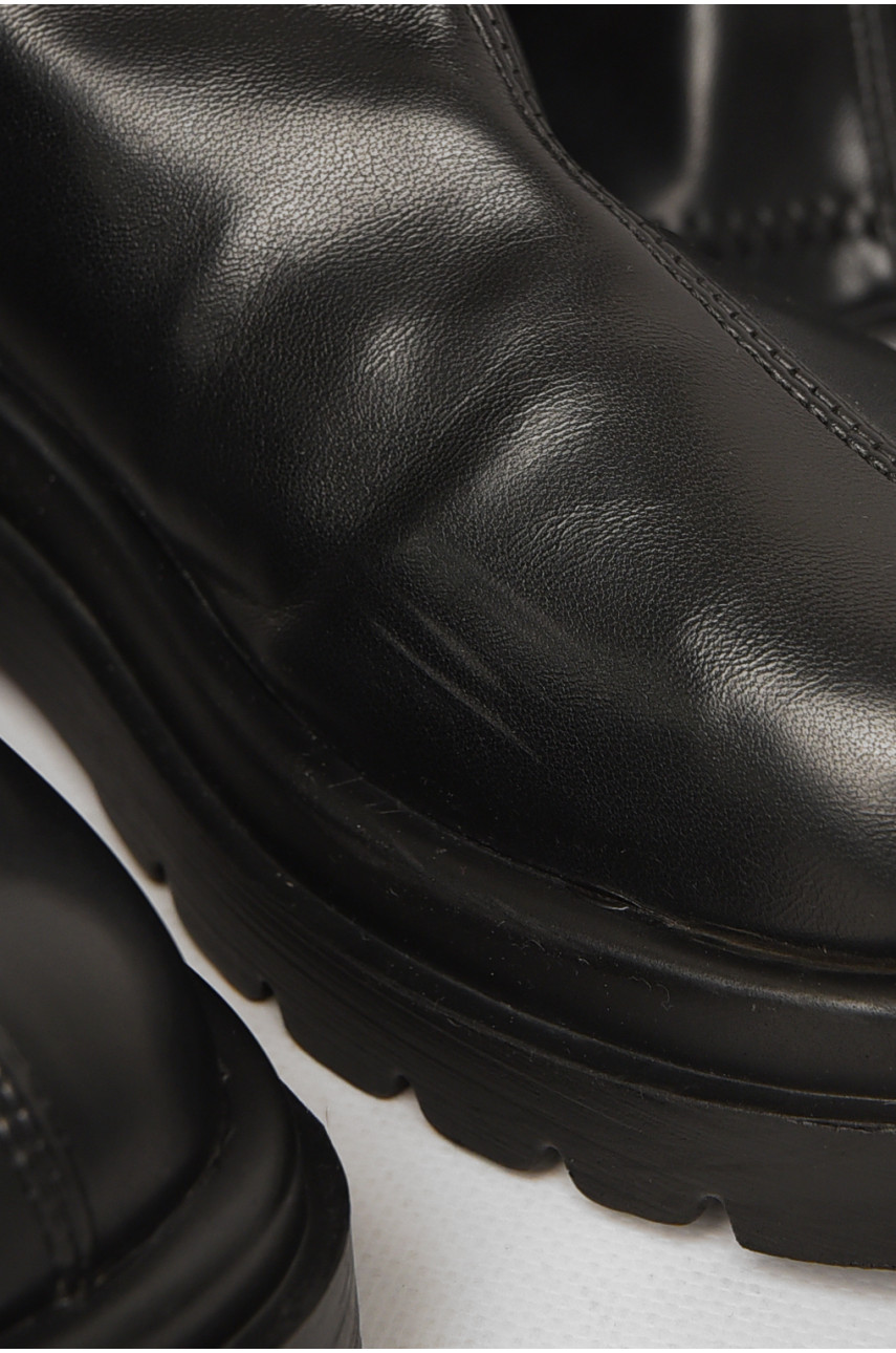 Сапоги женские демисезонные черного цвета на флисе  Уценка 77-109-1 213159