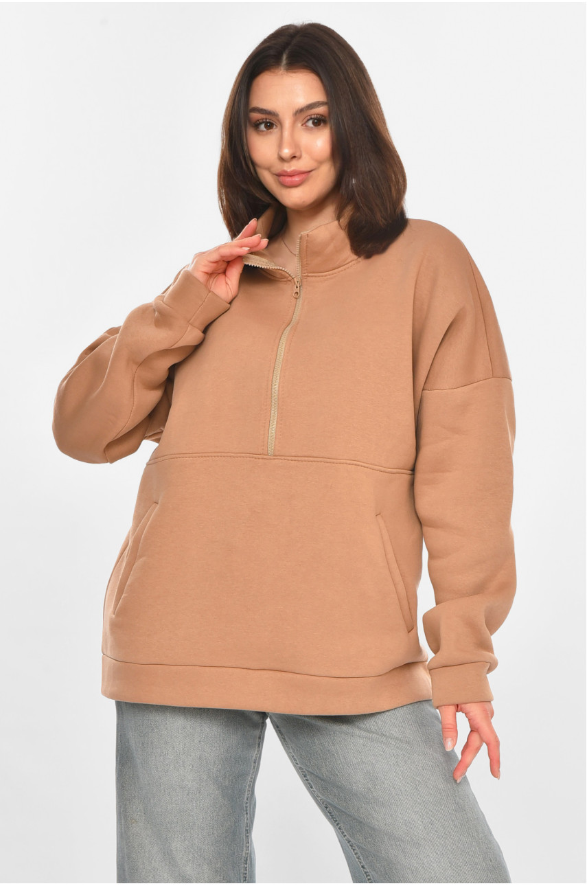 Худи женское на флисе цвета мокко 213179