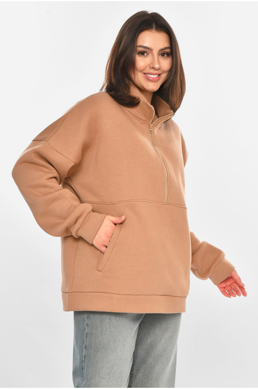 Худи женское на флисе цвета мокко 213179