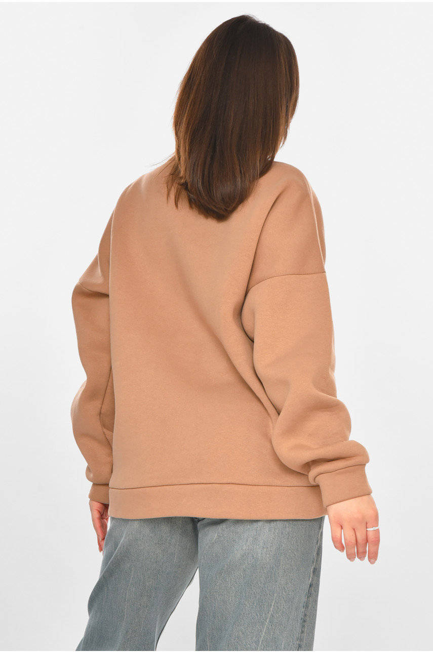 Худи женское на флисе цвета мокко 213179