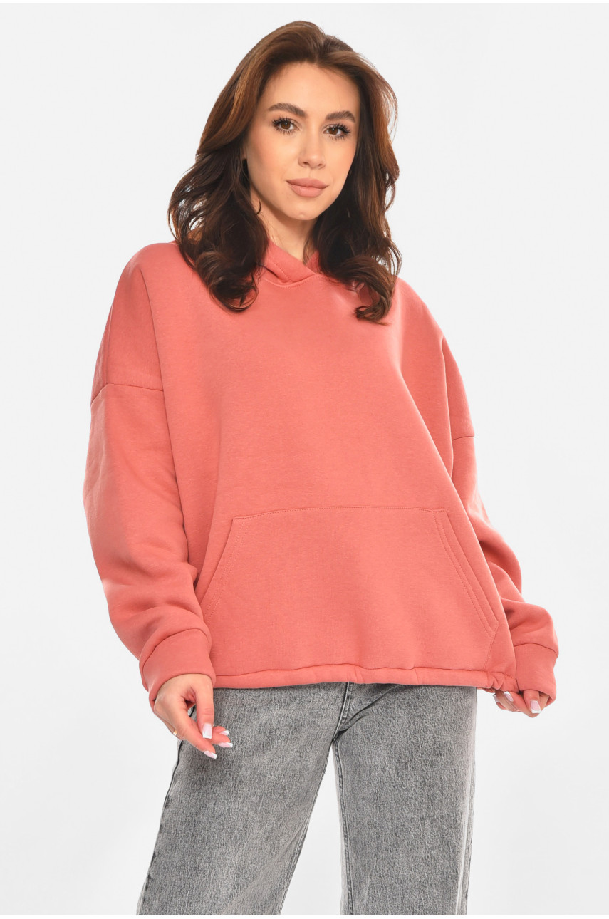Худі жіноче на флісі рожевого кольору 213180
