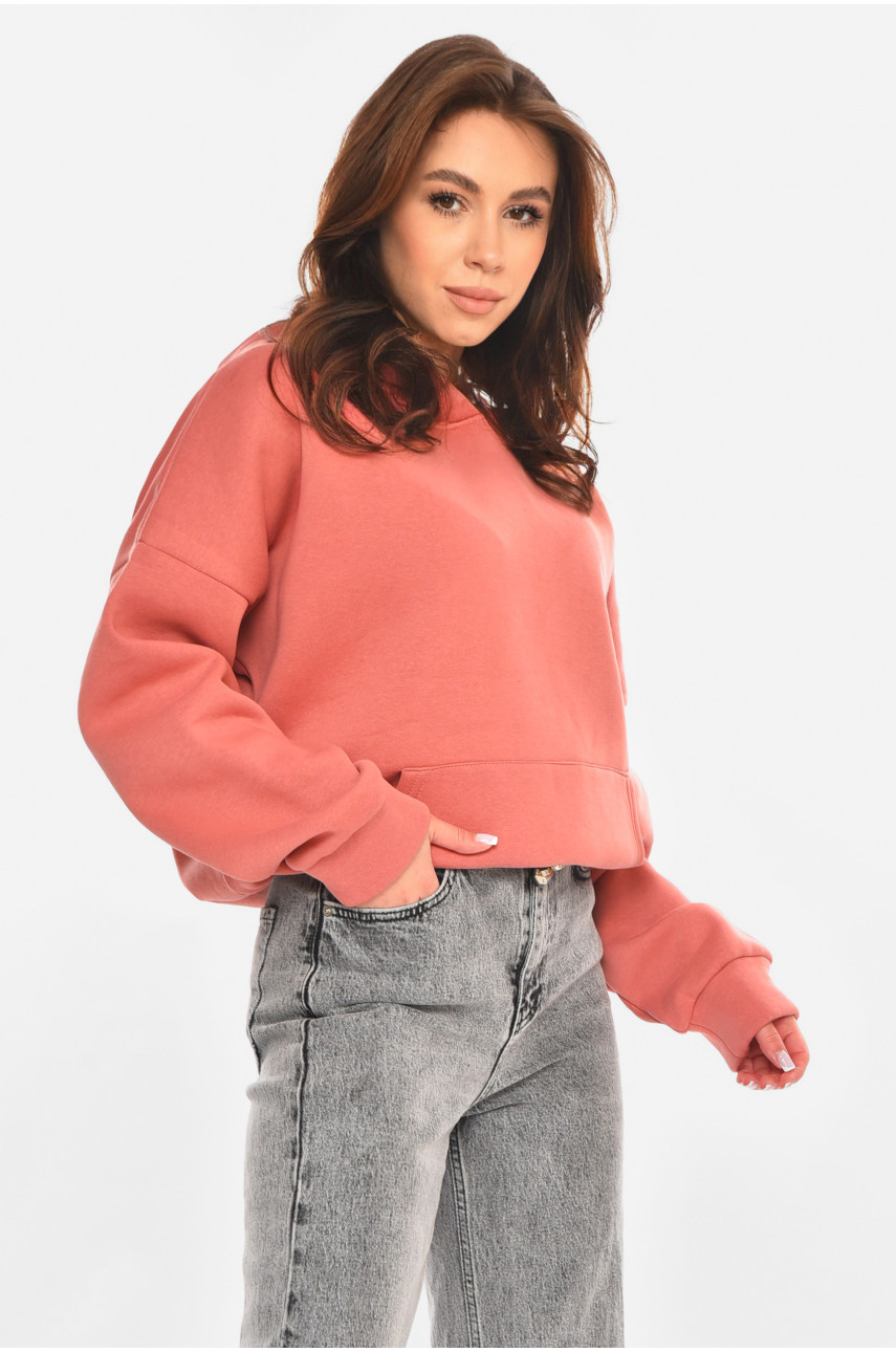 Худі жіноче на флісі рожевого кольору 213180