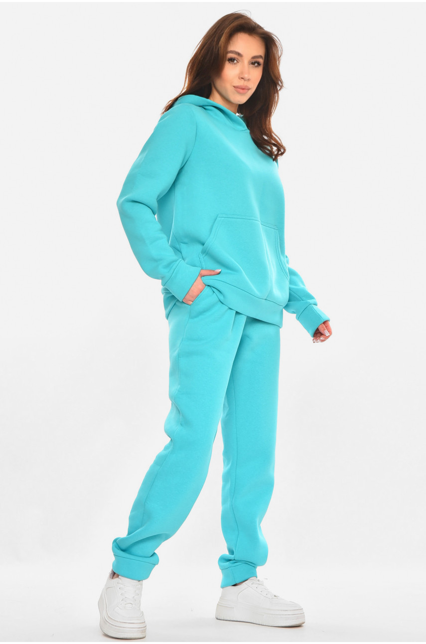 Спортивний костюм жіночий на флісі зеленого кольору 213181