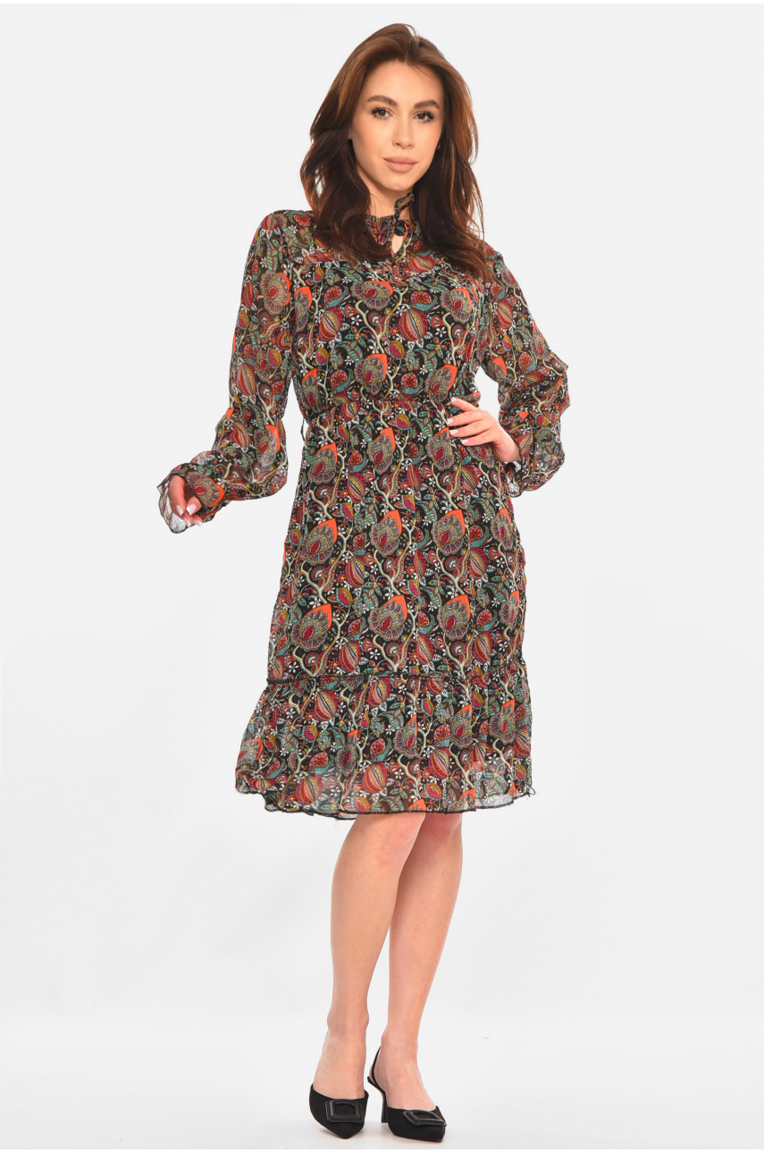 Сукня жіноча чорного кольору з принтом 213182