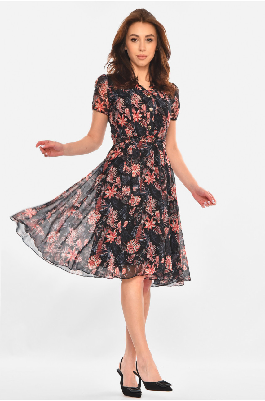Сукня жіноча чорного кольору з принтом 213183
