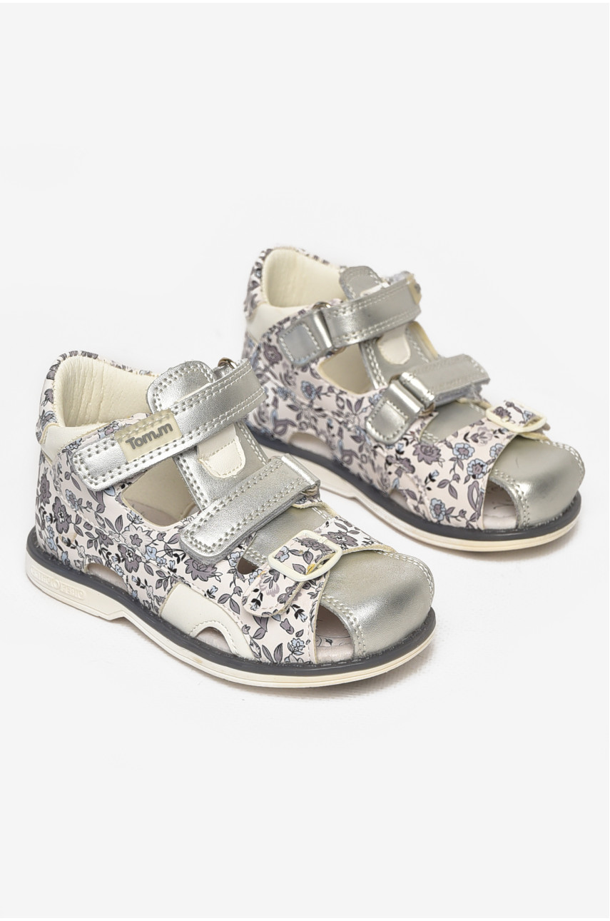 Сандали детские для девочек бело-серебристого цвета С- Т52-72-F 213190