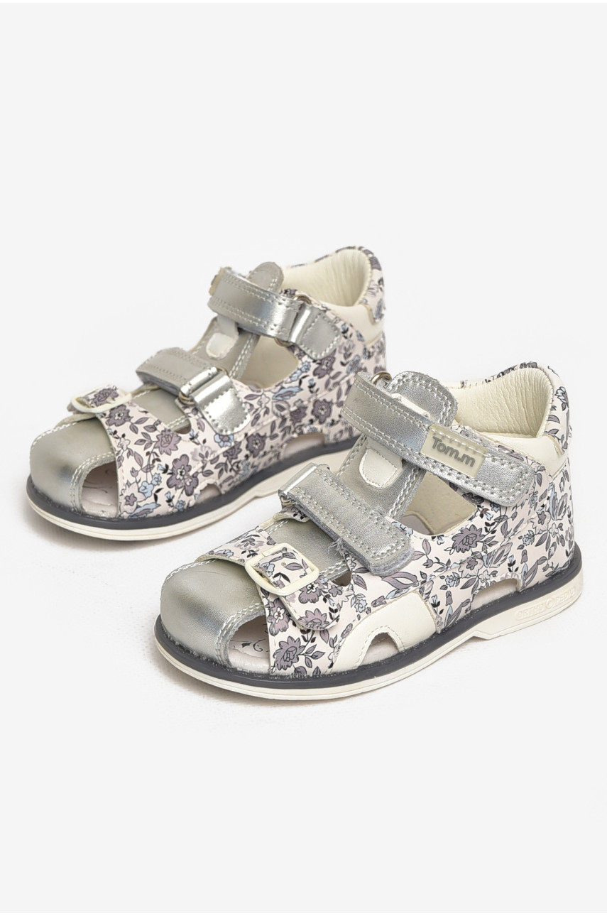 Сандали детские для девочек бело-серебристого цвета С- Т52-72-F 213190