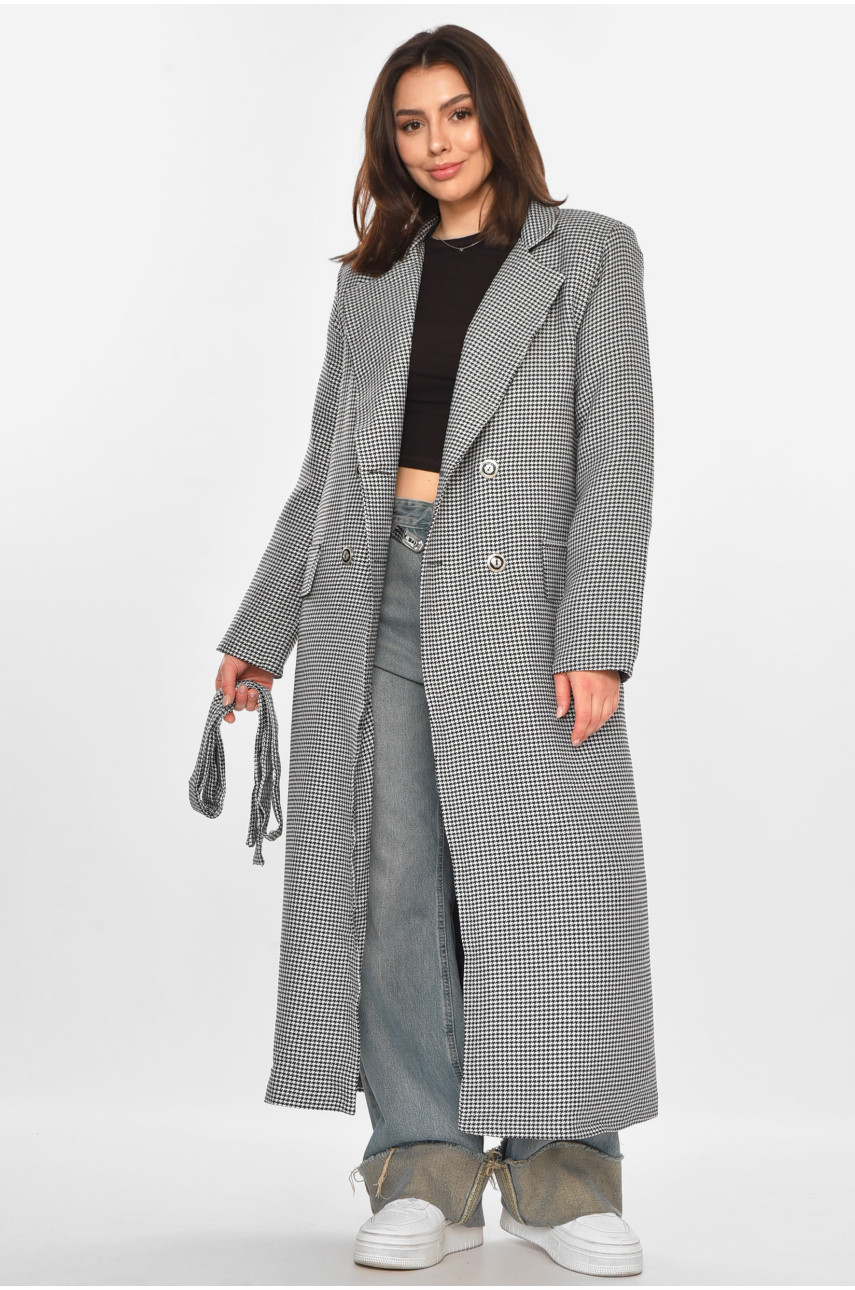 Пальто жіноче білого кольору з принтом 05427 213194