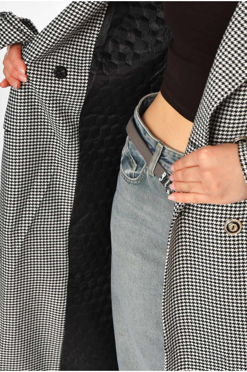 Пальто жіноче білого кольору з принтом 05427 213194