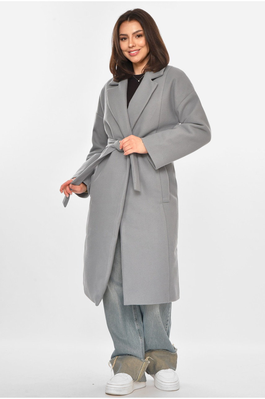 Пальто жіноче однотонне сірого кольору 5352 213195
