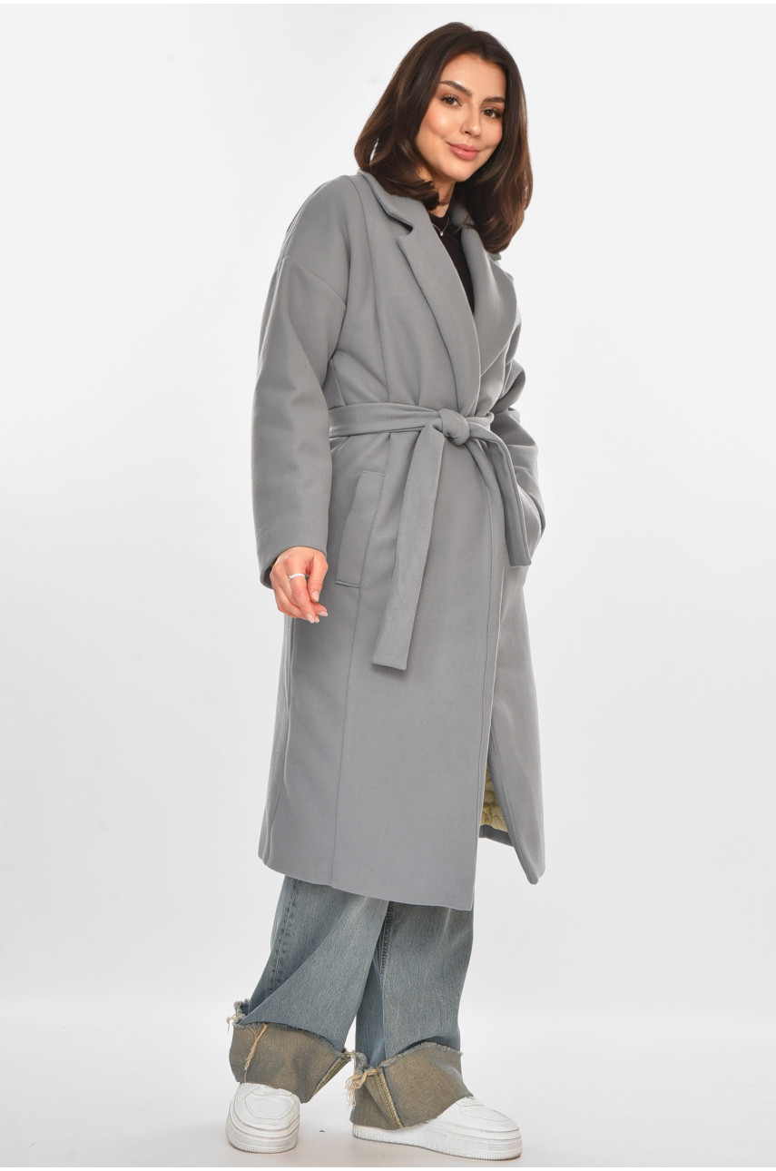 Пальто жіноче однотонне сірого кольору 5352 213195