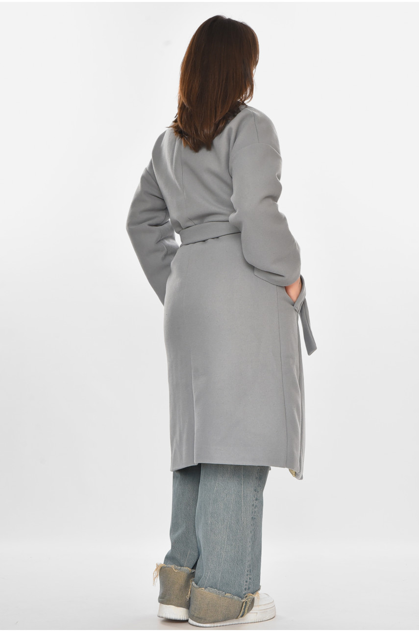 Пальто жіноче однотонне сірого кольору 5352 213195